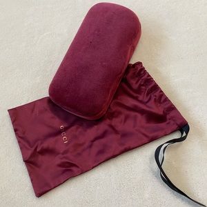 Burgundy Gucci sunglass case & dust bag